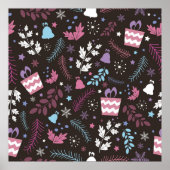 Kerstnaadloos patroon met boom, sneeuw, geschenk poster (Voorkant)