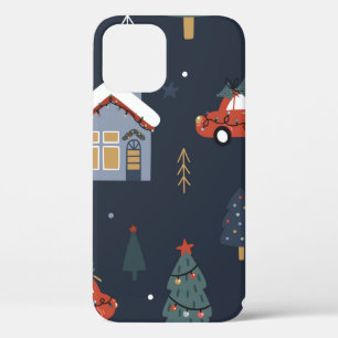 Kerstnaadloos patroon met kerstboom, auto Case-Mate iPhone case