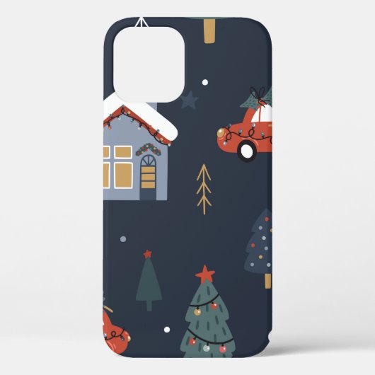 Kerstnaadloos patroon met kerstboom, auto Case-Mate iPhone case (Achterkant)