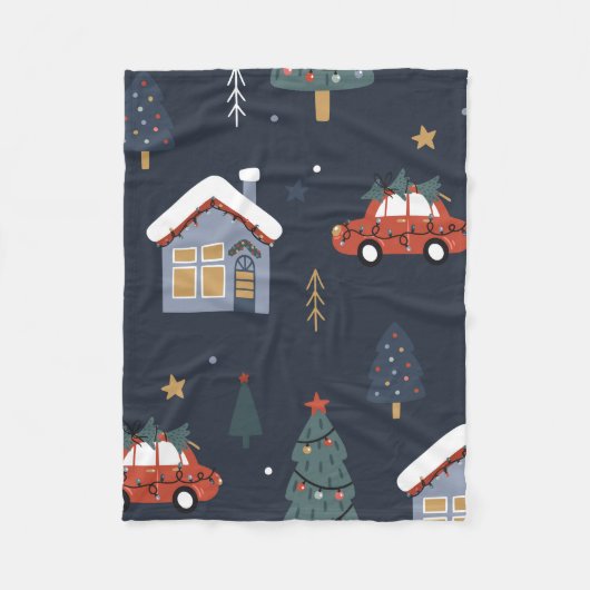 Kerstnaadloos patroon met kerstboom, auto fleece deken (Voorkant)