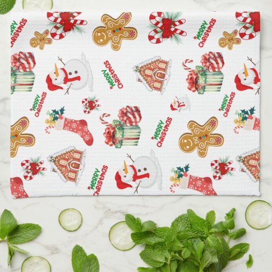 Kerstnaadloos patroon theedoek (Gevouwen)