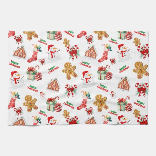 Kerstnaadloos patroon theedoek (Horizontaal)