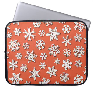 Kerstnaadloos patroon van sneeuwvlokken met schach laptop sleeve