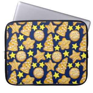 Kerstnaadloos patroon van snoepjes en geel sst laptop sleeve