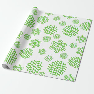Kerstnaadloze groene sneeuwvlokken cadeaupapier