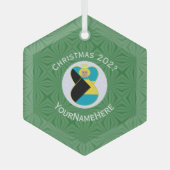 Kerstnaam Bahamian Flag Blonde Angel Jaar Glas Ornament (Voorkant)