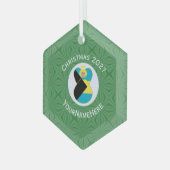 Kerstnaam Bahamian Flag Blonde Angel Jaar Glas Ornament (Voorkant links)