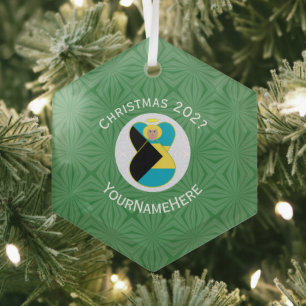 Kerstnaam Bahamian Flag Blonde Angel Jaar Glas Ornament