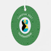 Kerstnaam Bahamian Flag Blonde Angel Jaar Metalen Ornament (Voorkant links)