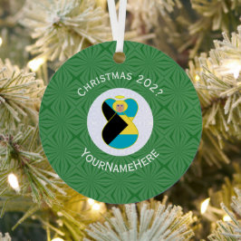 Kerstnaam Bahamian Flag Blonde Angel Jaar Metalen Ornament