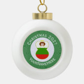 kerstnaam Bulgaarse vlag: Jaar Keramische Bal Ornament (Voorkant)