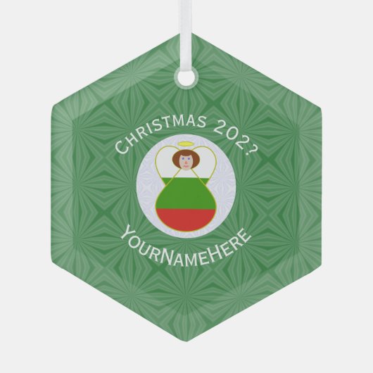 Kerstnaam Bulgaarse vlag Kerstmis Jaar Hexagon Glas Ornament (Voorkant)