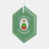 Kerstnaam Bulgaarse vlag Kerstmis Jaar Hexagon Glas Ornament (Voorkant links)