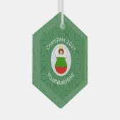 Kerstnaam Bulgaarse vlag Kerstmis Jaar Hexagon Glas Ornament (Voorkant Rechts)