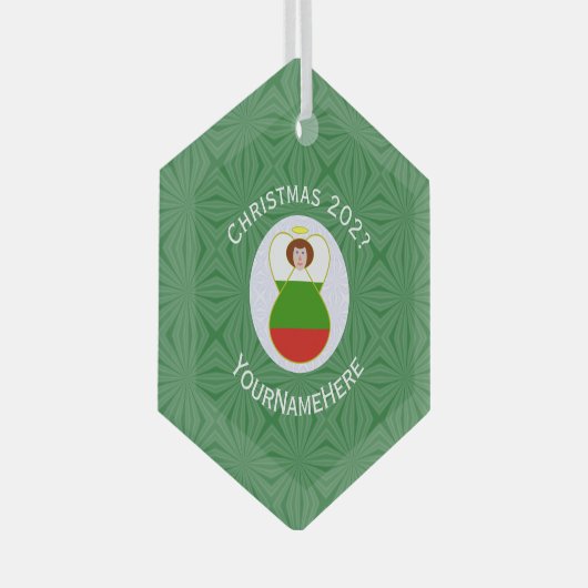 Kerstnaam Bulgaarse vlag Kerstmis Jaar Hexagon Glas Ornament (Voorkant Rechts)