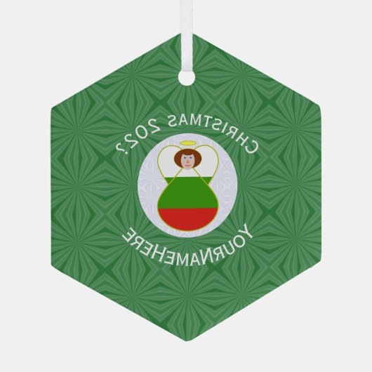 Kerstnaam Bulgaarse vlag Kerstmis Jaar Hexagon Glas Ornament (Achterkant)