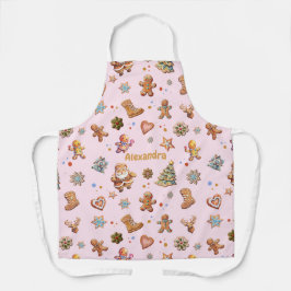 Kerstnaam Custom Fun Schattige Gingerbread Roze Schort