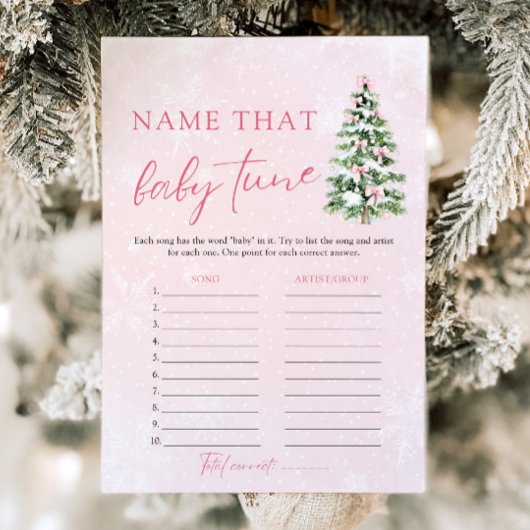 Kerstnaam dat Baby Tune Baby shower spel Kaart