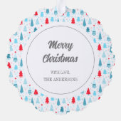 Kerstnaam Fotoboom Kleurrijke Ornamenten Kaart (Achterkant)