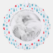 Kerstnaam Fotoboom Kleurrijke Ornamenten Kaart (Voorkant)