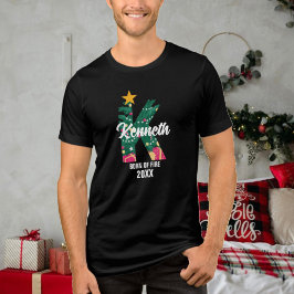 Kerstnaam Initiaal Monogrammed Familie Tri-Blend Shirt