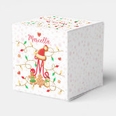 Kerstnaam Monogram Custom Gingerbread Rood Bedankdoosjes (Achterkant)