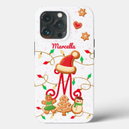 Kerstnaam Monogram Custom Gingerbread Rood Case-Mate iPhone Case