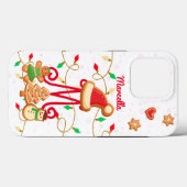 Kerstnaam Monogram Custom Gingerbread Rood Case-Mate iPhone Case (Achterkant (horizontaal))