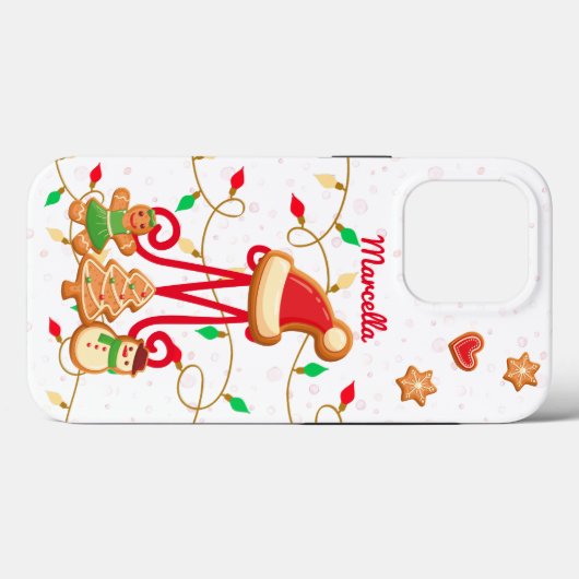 Kerstnaam Monogram Custom Gingerbread Rood Case-Mate iPhone Case (Achterkant (horizontaal))