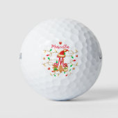 Kerstnaam Monogram Custom Gingerbread Rood Golfballen (Voorkant)