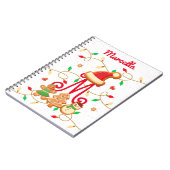 Kerstnaam Monogram Custom Gingerbread Rood Notitieboek (Linkerzijde)