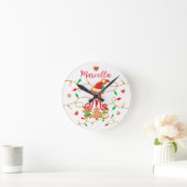 Kerstnaam Monogram Custom Gingerbread Rood Ronde Klok (Huis)