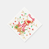 Kerstnaam Monogram Custom Gingerbread Rood Servet (Hoek)