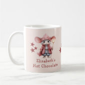 Kerstnaam muis roze warme chocolademelk mok (Links)