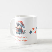 Kerstnaam Penguin Grey Hot Chocolate mok (Voorkant links)