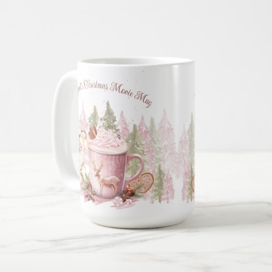 Kerstnaam Roze Hete Chocolade Grote Mok (Voorkant links)