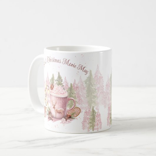 Kerstnaam Roze Hot Chocolate Mok (Voorkant links)