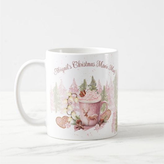 Kerstnaam Roze Hot Chocolate Mok (Links)