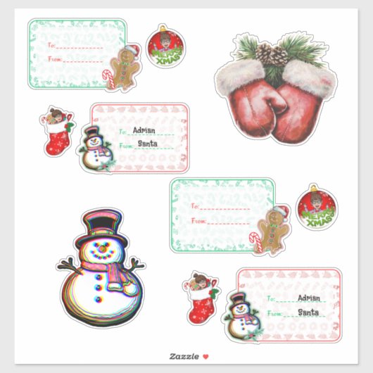 Kerstnaam tags sticker (Vel)