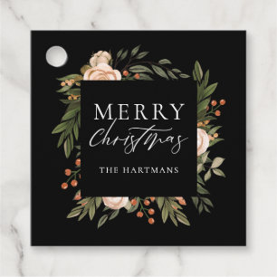 kerstnaam Terracotta Floral Bedankjes Labels