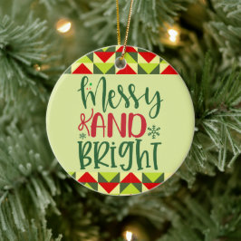 Kerstnaam vrolijk en fel binnenkant keramisch ornament