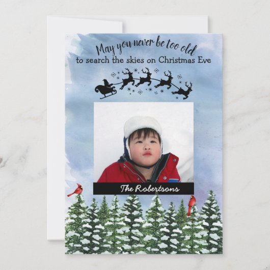 Kerstnacht Aquarel Foto Kerstkaart (Voorkant)