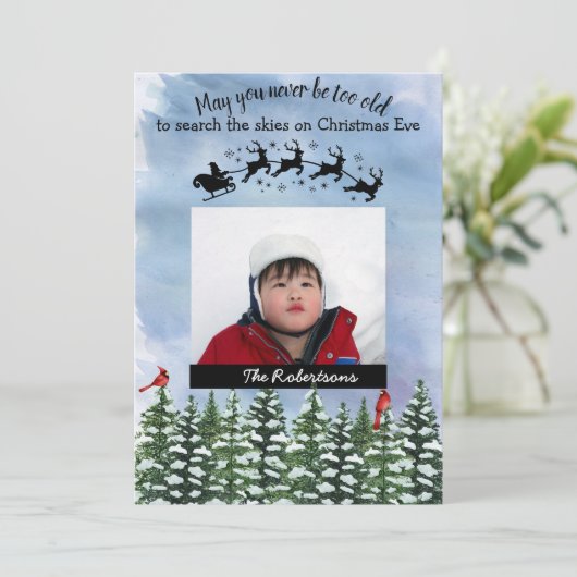 Kerstnacht Aquarel Foto Kerstkaart (Staand voorkant)