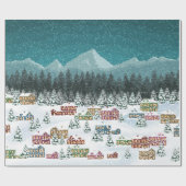 Kerstnacht - Berg stadslandschap Cadeaupapier (Vlak)