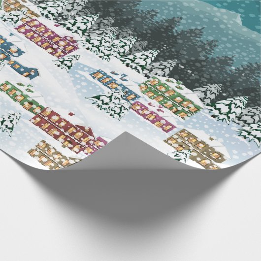 Kerstnacht - Berg stadslandschap Cadeaupapier (Hoek)