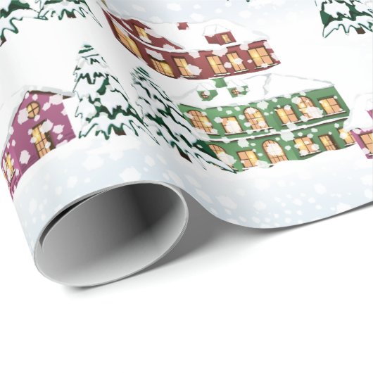 Kerstnacht - Berg stadslandschap Cadeaupapier (Rol Hoek)
