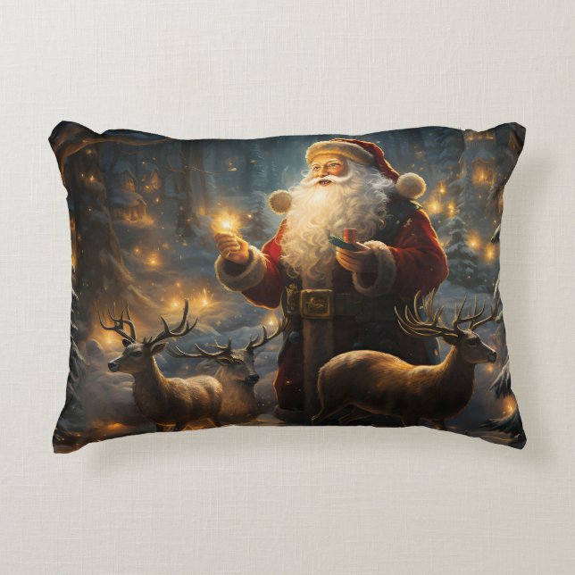 Kerstnacht Besneeuwd Bos Accent Kussen (Voorkant)