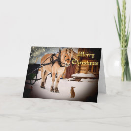 Kerstnacht boerderij paard feestdagen kaart