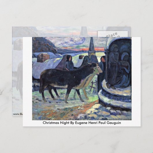 Kerstnacht door Eugene Henri Paul Gauguin Feestdagenkaart (Voorkant / Achterkant)