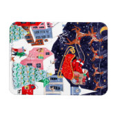 Kerstnacht Dorps Kerstkaart Magneet (Horizontaal)